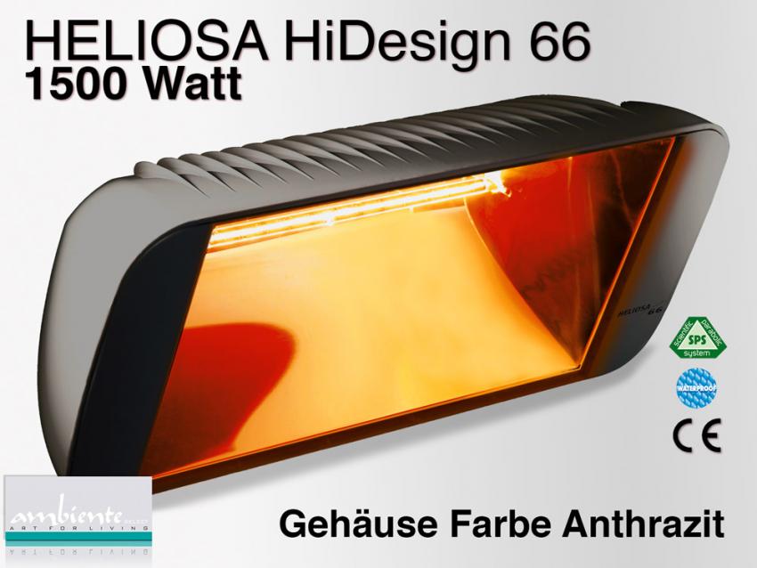 Infrarot Heizstrahler Heliosa HiDesign 66 IPX5 1500 Watt anthrazit